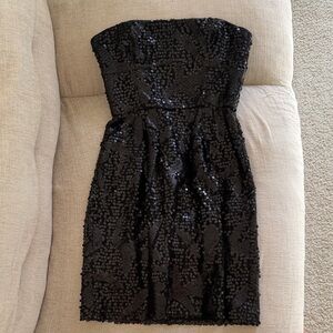 BCBG Black Sequin Strapless Dress